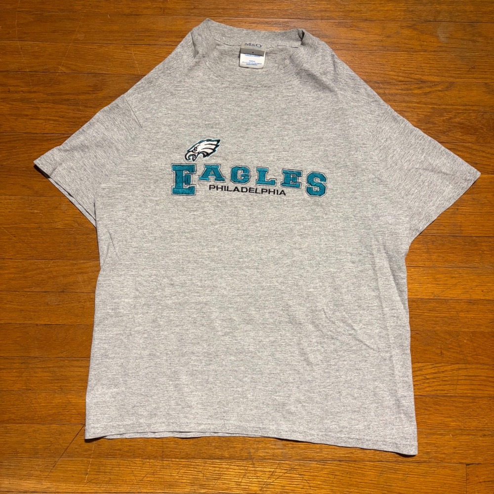 Vintage Philadelphia Eagles Grey Embroidered T-Shirt Mens Medium